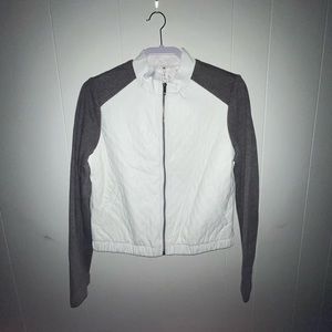 White and gray quilted Pleather jacket